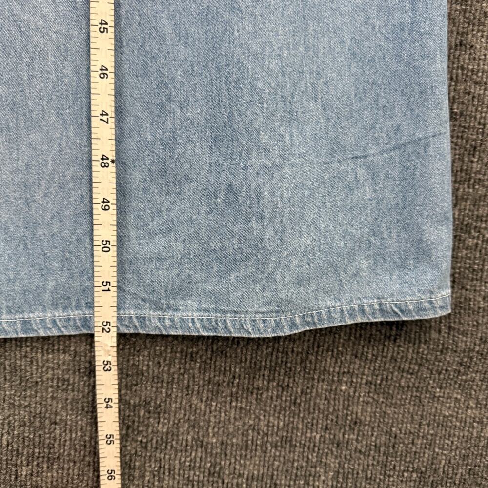 Vintage Chambray Denim Maxi Dress Womens M Cottagecore Lace Trim Modest USA Made - Picture 13 of 13